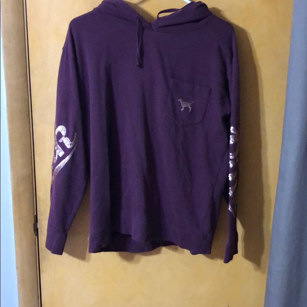 Pink- Maroon sequence hoodie